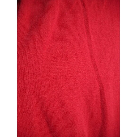 Red lightweight Knit V neck Sweater Size S Cotton blend long sleeve - Picture 4 of 5
